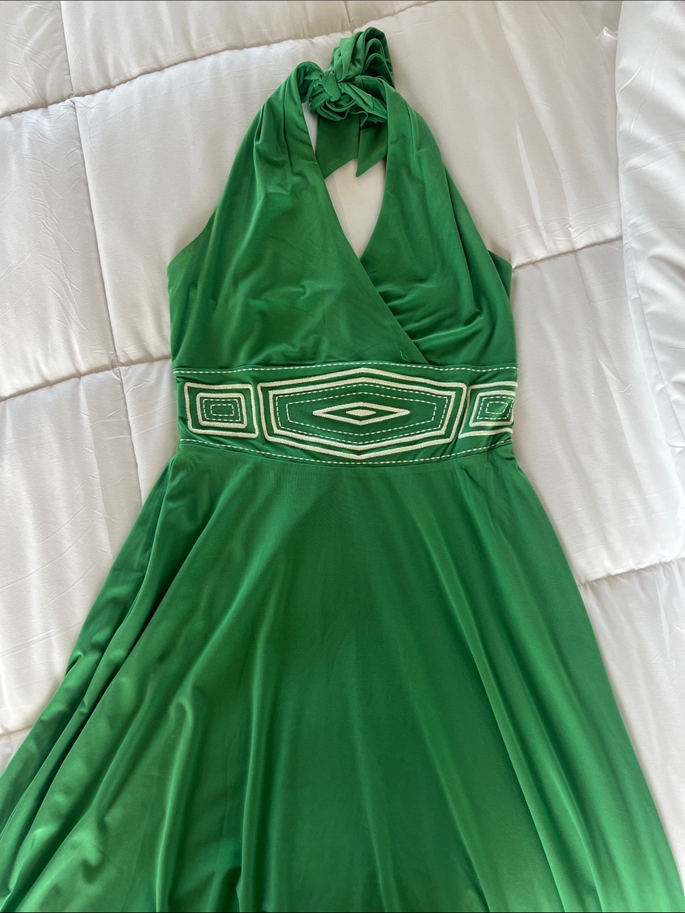 White House Black Market Green Strapless Halter Waist Dress